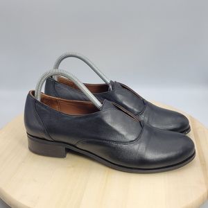 Julia Bo Black Leather Oxford Derby Loafer Shoes Women's Size 39 US 8.5